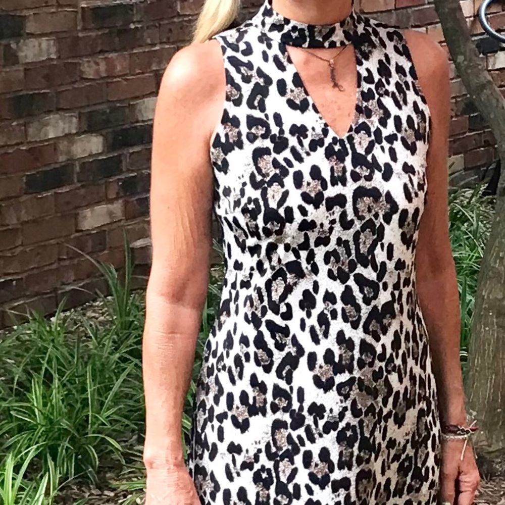 XS Leopard Print Racer Dress W front cut out